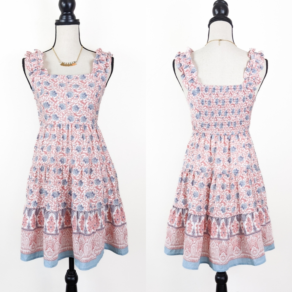 🦋LAST🦋 NWT Blu Pepper Floral Ruffle Strap Mini Dress, Size Large - Picture 2 of 8